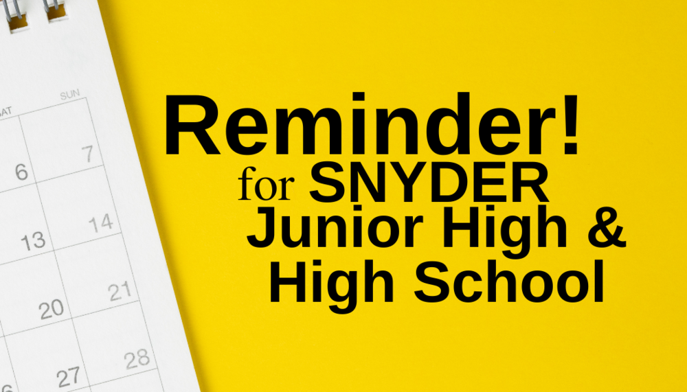 Reminder for SJH & SHS