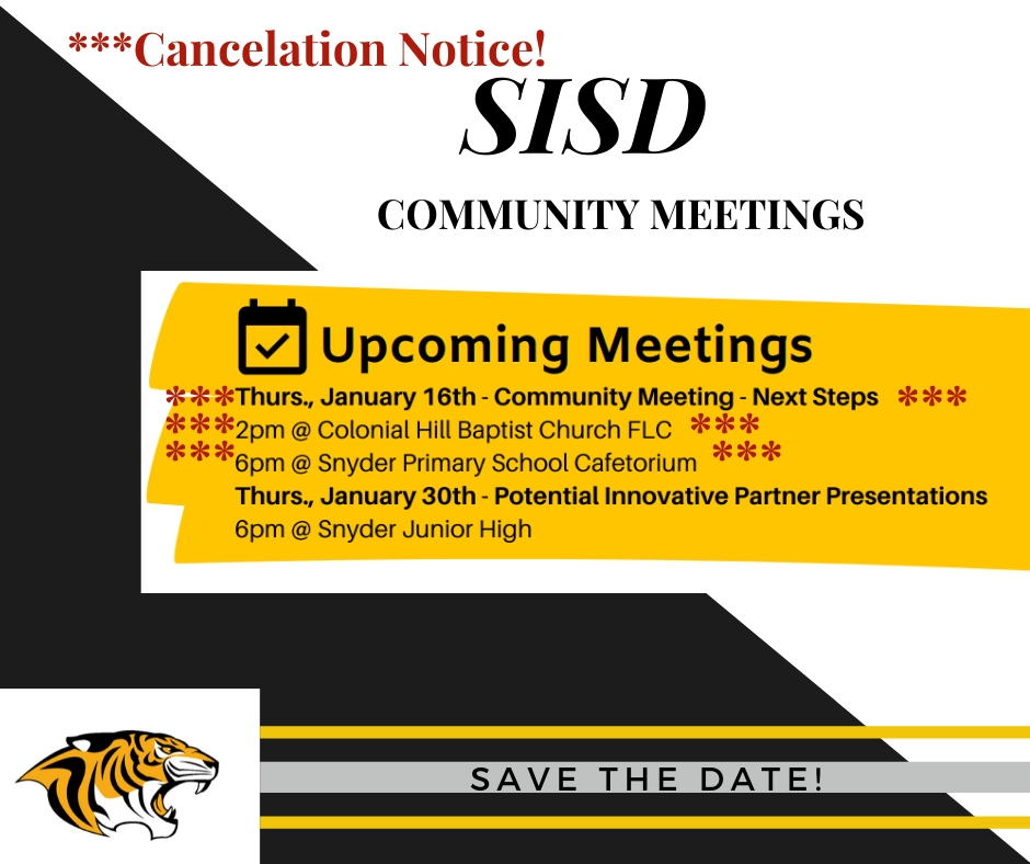 Community Meeting Cancelation Notice