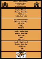 SISD 2019-2020 Arrival/Dismissal Schedule