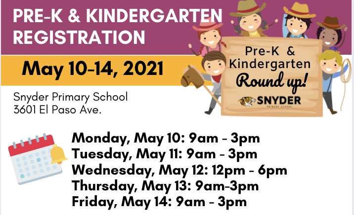 PreK & Kindergarten Round Up Graphic. Click link for text