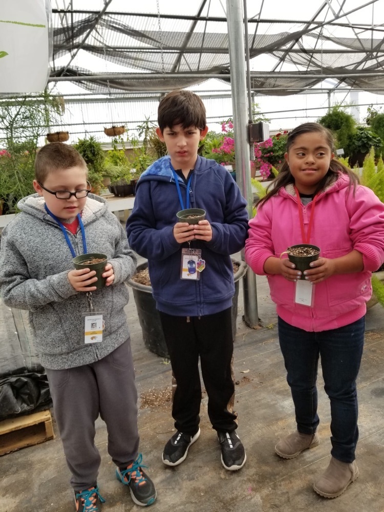 students visit greenhouse 