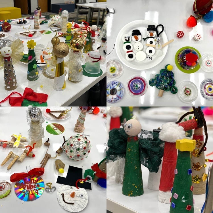 photos of students creating ornaments 
