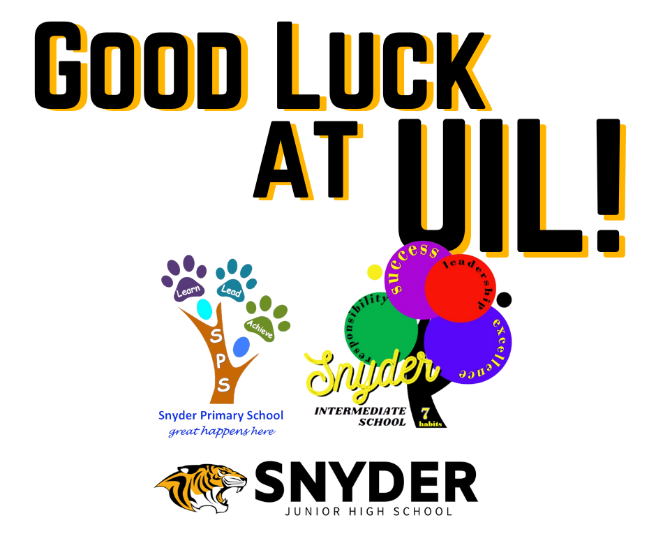 Good luck at UIL graphic with logos for SPS ,SIS, and SJH