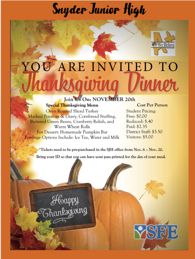 Thanksgiving meal info
